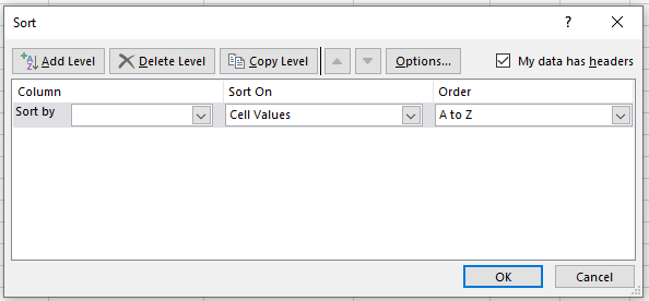 excel for mac how do you program the column header to sort by
